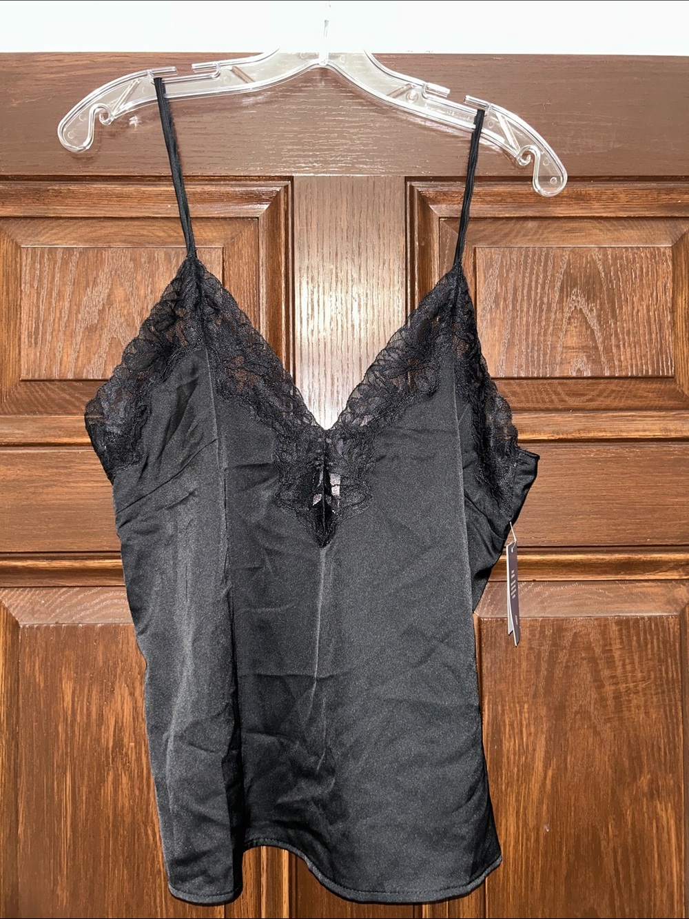 NWT Auden Luxury Collection Black Satin Cami Size Medium